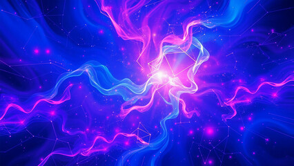 A cosmic and mesmerizing abstract background with swirling colors and interconnected dots. Ideal for adding a sense of depth and complexity to your projects.