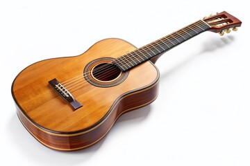 Obraz premium Spanish Acoustic Guitar, Isolated on White Background - High-Resolution Stock Photo