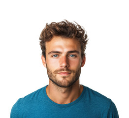 Portrait of young man neutral identity isolated on transparent background png