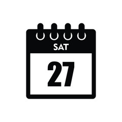 calender icon, 27 saturday icon with white background
