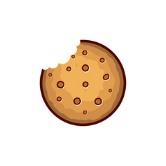 Shortbread cookies with chocolate pieces illustration, Bite biscuits logo design template
