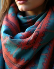 Close-Up of Scarf Featuring Geometric Print