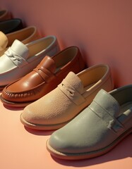 Display of Shoes With Textured Details