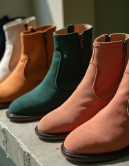 Detailed Close-Up of Display of Shoes With Textured Details