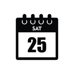 calender icon, 25 saturday icon with white background