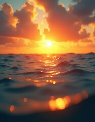 Close-Up of Sunrise Over Peaceful Ocean