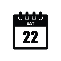calender icon, 22 saturday icon with white background