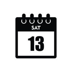 calender icon, 13 saturday icon with white background
