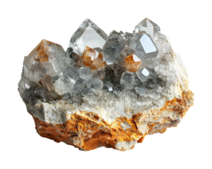 Exploration of crystal minerals isolated on transparent background png