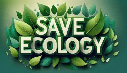 A vibrant display of leaves emphasizes the importance of environmental protection and waste sorting.