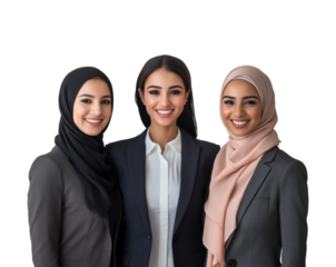 Office portraits of empowered businesswomen isolated on transparent background png