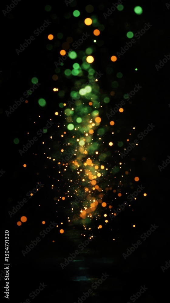 Aufkleber abstract lights, green and orange colors on a black background, suitable for a mobile wallpaper. the