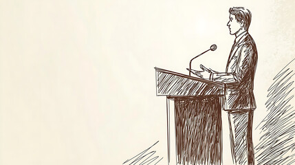 A man stands at a podium with a microphone