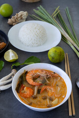 Tom Yum Goong, Thai spicy hot and sour soup with shrimps