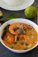 Tom Yum Goong, Thai spicy hot and sour soup with shrimps