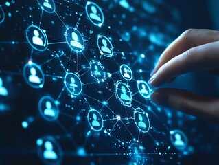 A sleek digital recruitment process with a manager s hand choosing from employee icons, showcasing human resources decisionmaking, professional atmosphere, 4K ultradefinition