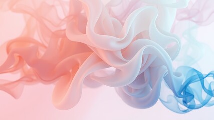 Obraz premium Elegant Swirls of Colorful Smoke on Soft Pink Background Creating a Dreamy and Ethereal Atmosphere