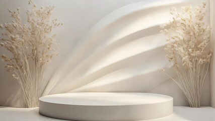 With its clean lines and neutral tones, this white stage podium creates a refined space for showcasing premium products. 