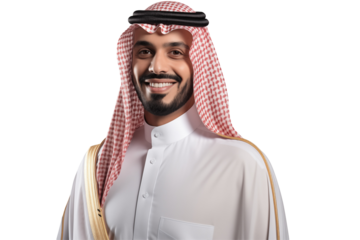 Smiling Arab Businessman in Professional Suit on Transparent Background – Confident, Successful Entrepreneur Ready to Lead, Innovate, and Excel in the Corporate World.Dubai. PNG cut out.