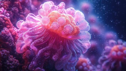 Obraz premium An abstract and colorful rendering of underwater coral formations