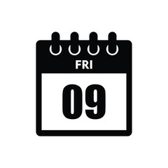 calender icon, 09 friday icon with white background