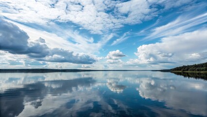 Obraz premium blow sky on a smith lake and clouds