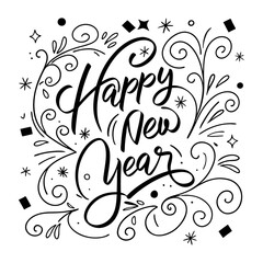 Whimsical New Year's Greeting with Swirls.