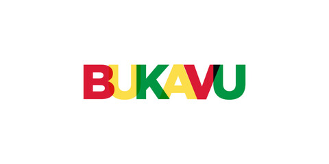 Bukavu in the Congo emblem. The design features a geometric style, vector illustration with bold typography in a modern font. The graphic slogan lettering.