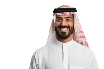 Smiling Arab Businessman in Professional Suit on Transparent Background – Confident, Successful Entrepreneur Ready to Lead, Innovate, and Excel in the Corporate World.Dubai. PNG cut out.