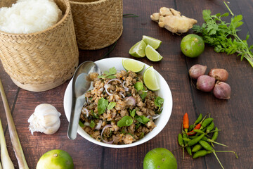 Larb Moo Issan, Thai Isan-Style minced pork salad)