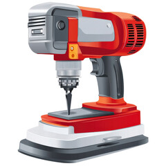 Fototapeta premium Power Drill on Surface: Capturing a detailed view of a powerful, cordless drill on a flat surface, showcasing its design and functionality.