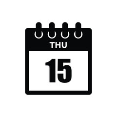 calender icon, 15 thursday icon with white background