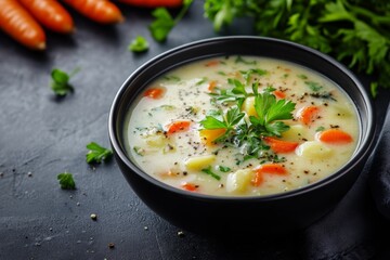Creamy vegetable soup in a bowl