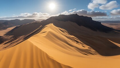 Naklejka premium Dune crests, sunrise in sandy desert landscape