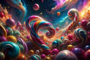 Surreal Candy Cane Wonderland: Festive Holiday Dreamscape