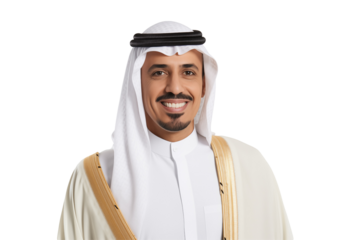 Smiling Arab Businessman in Professional Suit on Transparent Background – Confident, Successful Entrepreneur Ready to Lead, Innovate, and Excel in the Corporate World.Dubai. PNG cut out.