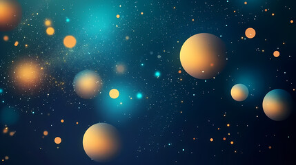 Fototapeta premium Cosmic Starry Sky with Planets and Light Points