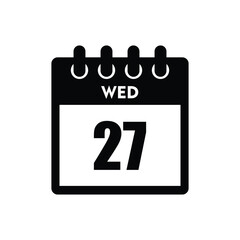 calender icon, 27 wednesday icon with white background