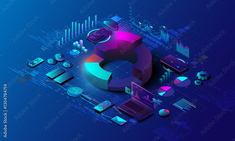 Wall mural background image of analysis graph on technological tools. financial graph concept. stock market