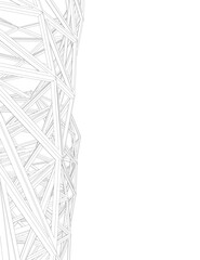 Abstract Architectural Wireframe Composition – Modern Skyscraper and Urban Cityscape Design