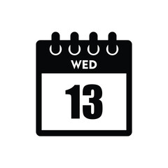 calender icon, 13 wednesday icon with white background
