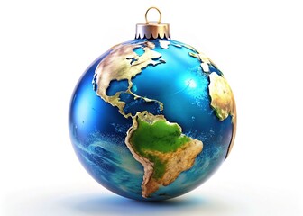 3D Christmas Earth Ornament - Festive Planet Render