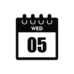 calender icon, 05 wednesday icon with white background