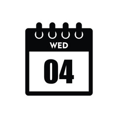 calender icon, 04 wednesday icon with white background