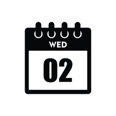 calender icon, 02 wednesday icon with white background