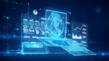 AI-powered marketing trends, influencer branding in holographic infographic style.