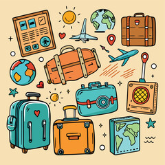 seamless pattern with retro objects