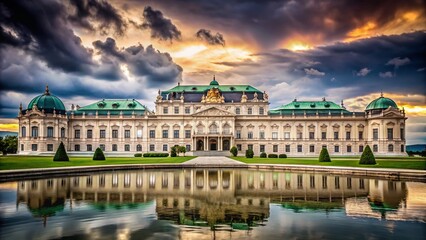 Fototapeta premium Upper Belvedere Palace South View, Vienna Architectural Photography, Urban Exploration
