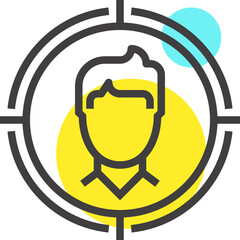 target audience flat line web icon concept