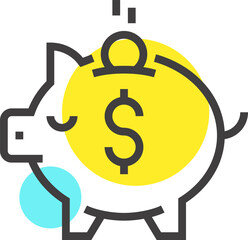 savings flat line web icon concept